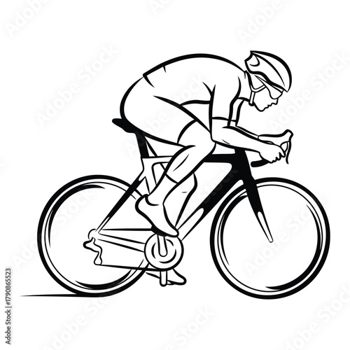 Cyclist in racing position on a road bike