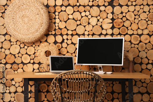 Stylish workplace with mode...