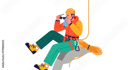 Adventurer Rests Mid-Climb While Adjusting Sunglasses And Clears His Vision Awhile