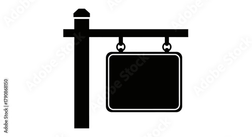 Simple black and white illustration of a blank real estate signpost
