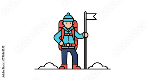 Adventurer Reaches Victory Peak And Celebrates With Pride, Winning The Mountain Challenge