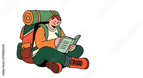 Adventurer Writing In Journal Amidst Nature, Capturing Thoughts and Memories