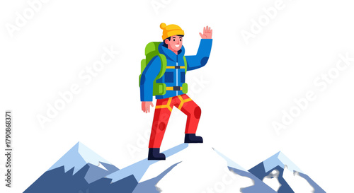 Adventurer Reaches The Summit, Celebrating Triumph Against A Dark Night Sky Victory