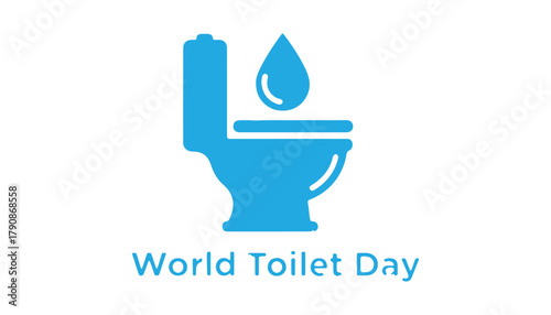 World toilet day icon with water drop and toilet bowl