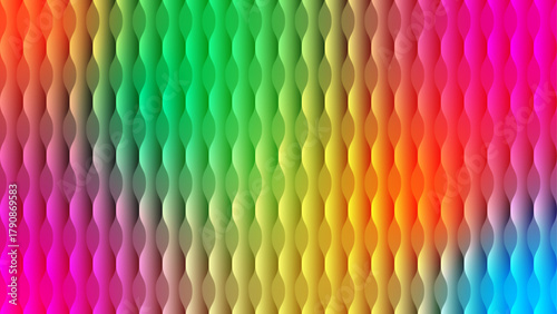 Illustration of abstract textured background with a vibrant rainbow gradient and a repeating oval pattern, creating a sense of depth and movement