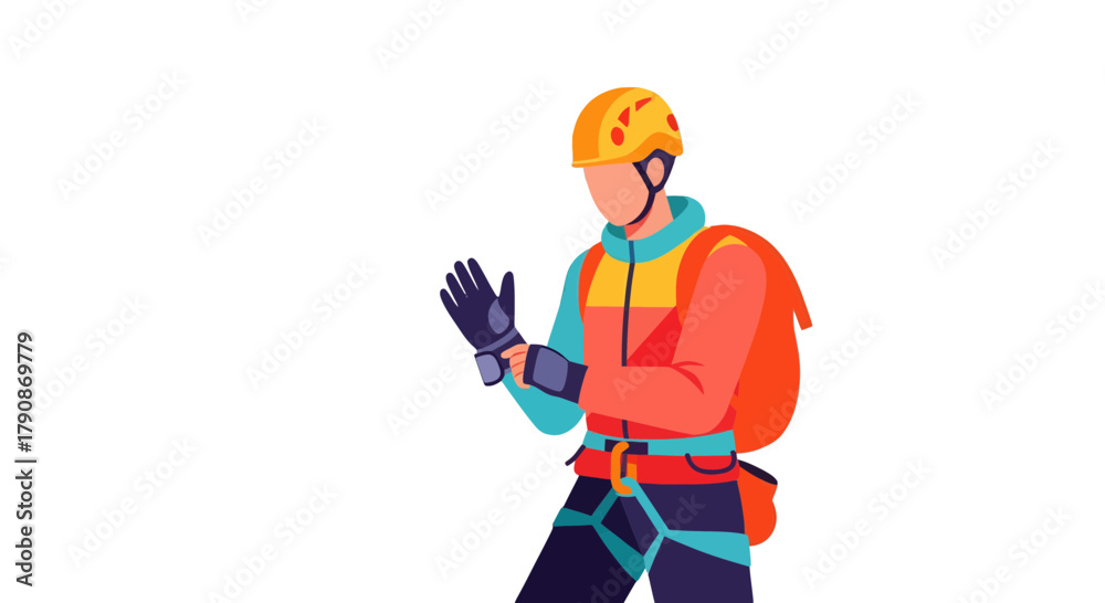 Obraz premium Adventurous Climber Prepares For His Expedition, Ready To Conquer New Heights And Challenges