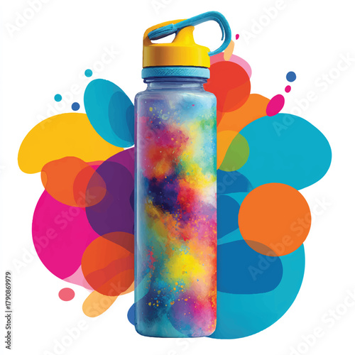 Vibrant Reusable Water Bottle with Abstract Rainbow Paint Design for EcoFriendly Hydration and Colorful Lifestyle Choices Perfect for Gym Outdoors and Everyday Use