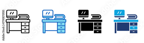 Desk icon Multi Style Vector Illustration
