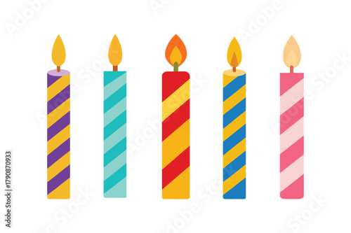 Burning birthday candles with stripes vector illustration