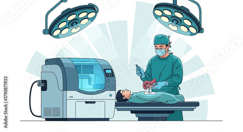 Advanced surgical procedure using 3D printing technology for organ repair and regeneration in a