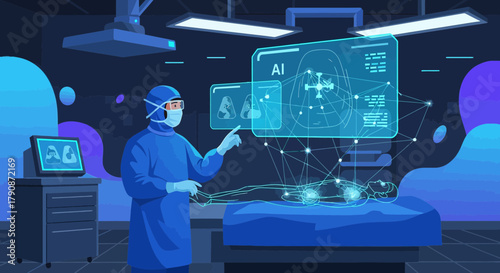 Artificial intelligence in surgery concept modern operating room technology application for