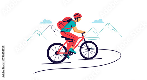 Adventurous Cyclist Explores Mountainous Landscapes On A Bicycle During A Daytime Ride