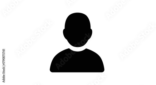 Simple black silhouette of a human head and shoulders on white background