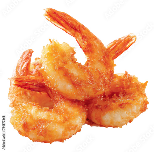 Fried Breaded Shrimp Isolated on Transparent Background
