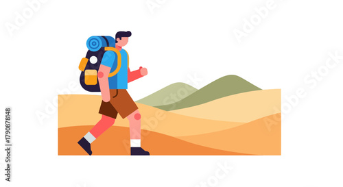 Adventurous Hiker Walking Outdoors Into Nature With Backpack Ready to Hike