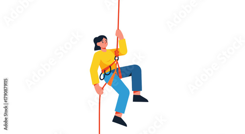 Adventurous Person Climbing Upwards Through A Rope And Reaching New Heights