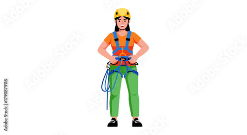 Adventurous Person Wearing Safety Equipment Standing Ready For Climbing Activities