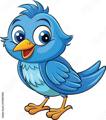 Bluebird Cartoon Vector featuring a cute, colorful bird illustration, perfect for children’s designs, stickers, posters, greeting cards, educational projects, branding, and creative digital artwork pr