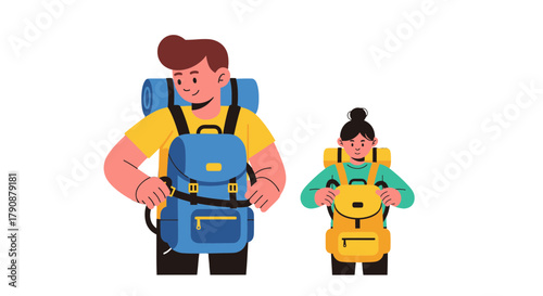 Adventurous Travelers Prepared For The Journey With Their Backpacks On Their Backs
