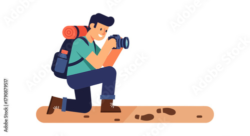 Adventurous Photographer Documenting The World While Hiking And Exploring New Terrain