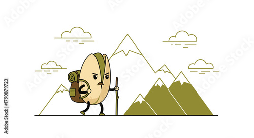 Adventurous Pistachio Nut Hikes Up a Mountain For A Challenging Endeavor