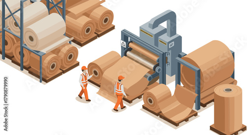 Efficient production in a modern paper mill factory with automated machinery