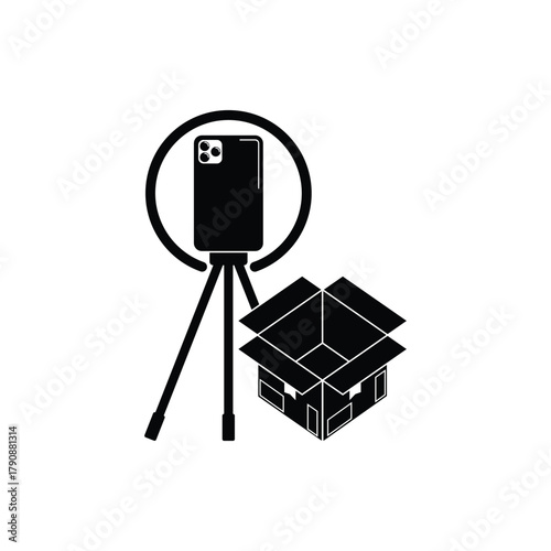 This unboxing package icon perfectly represents the excitement and process of opening a new delivery. Designed in a clean, minimalist silhouette style