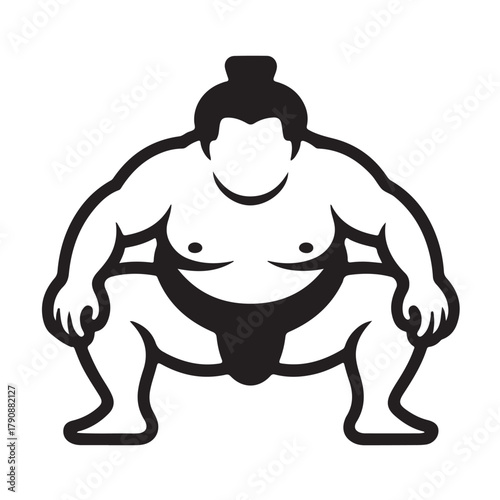 A sumo wrestler in a traditional mawashi, preparing for a match, vector illustration