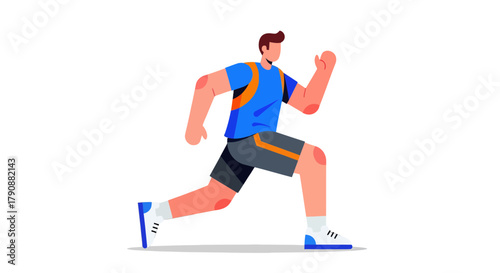 Animated Athlete in Action Representing Health, Sport and Run on Black Background