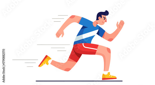 Animated Athlete in Motion Showing Speed and Dynamism Against a Dark Backdrop Running Fast