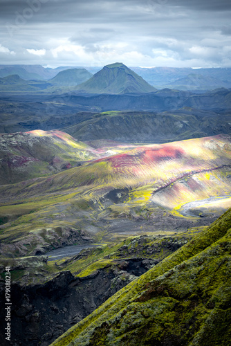 The lush valley of Þórsmörk (Thorsmork) in Iceland’s southern highlands — a dramatic landscape of moss-covered mountains, glacial rivers
