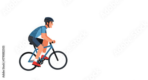 Animated Cyclist On Bicycle Against a Black Background Displaying Energetic Movement