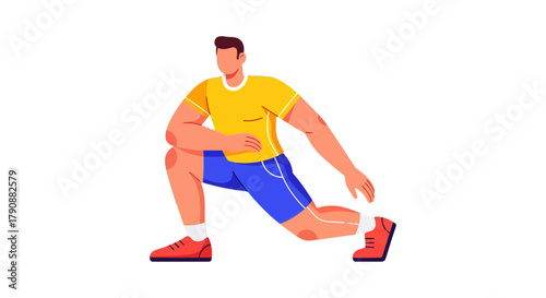 Athlete Performing Dynamic Lunge Stretch Exercising to Achieve Optimal Flexibility and Strength