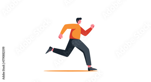 Animated Figure Running Energetically Against Pitch Black Backdrop Demonstrating Movement Dynamics