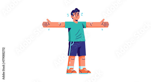 Animated Illustration Of An Athlete Sweatig After Exercise On The Black Backdrop