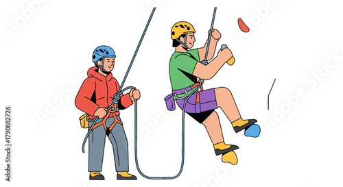 Animated Illustration Of Climbers On A Black Background Ready To Rise Up The Wall