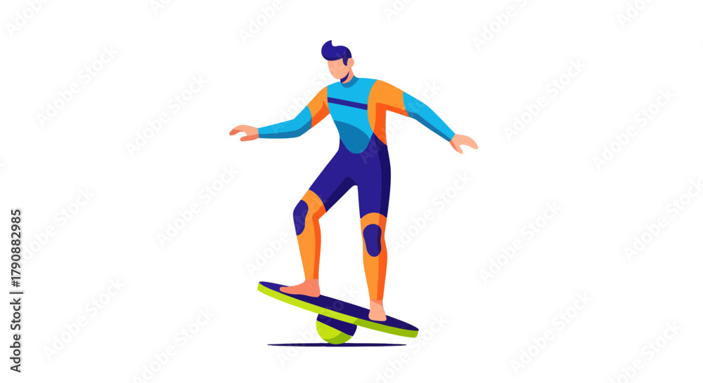 Fototapeta premium Athletic Man Balanced on Modern Transportation Device Against Black Background