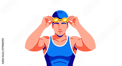 Athlete Wearing Goggles Ready To Compete Against a Black Background for a Sports Illustration