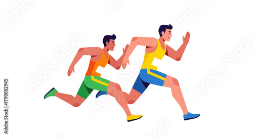 Athletes Race In A Vividly Colored Competition Against A Dark Background