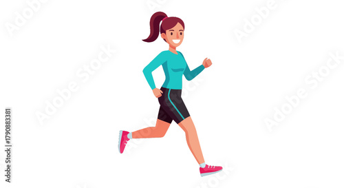 Animated Young Woman Running In Sportswear Depicted Against Black Background