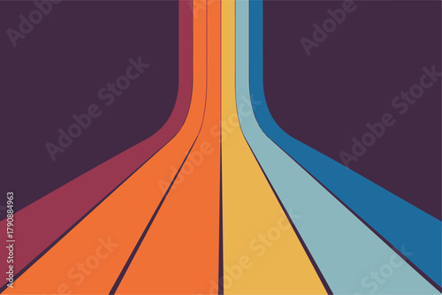 Retro Style Background with Parallel Lines and Warm and Cool Colors for Graphic Design Projects