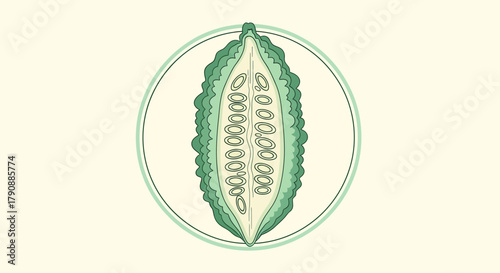 Bitter Melon Illustration Against a Light Background with a Clean and Modern Aesthetic