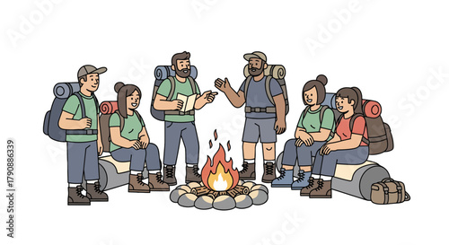 Campfire Conversation: A Group Of Hikers Sharing Stories During Their Outdoor Adventure