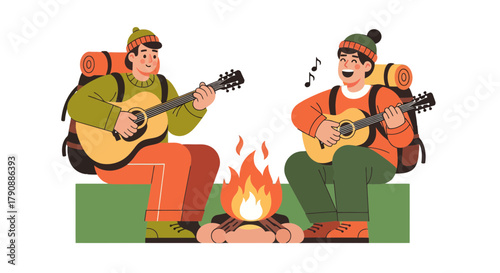 Campfire Serenade: Two Friends Share Music and Joy Under The Stars On Their Getaway