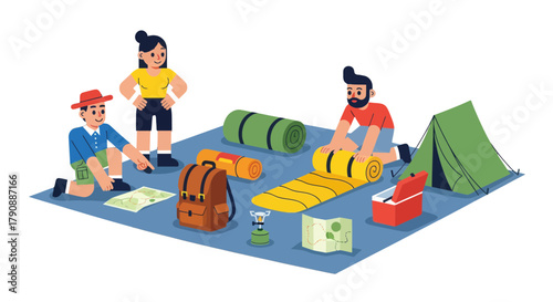 Camping Adventure: Friends Prepare for an Exciting Journey Outdoors Together