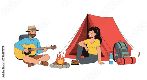 Camping Serenity: A Musical Evening Shared Under Starry Skies Of Adventure