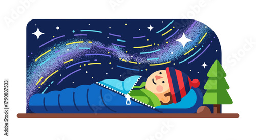 Camping Under The Mesmerizing Night Sky Watching Constellations In A Sleeping Bag