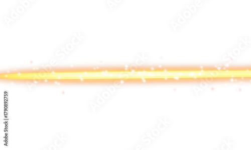 Laser beams, horizontal gold light rays streaks.