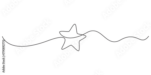 Star icon continuous one line drawing vector illustration. Single line Infinity Star icon vector background. Star icon. Doodle hand drawn vector illustration