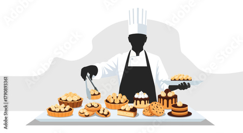 Chef Presenting Delicious Baked Goods and Treats For Display and Service Design
